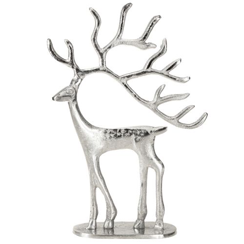 Article Décoration renne figurine cerf métal argenté H31cm
