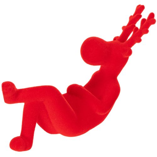 Figurine décorative de renne rouge couché, design moderne, 24 cm, lot de 2 | Floristik24.be