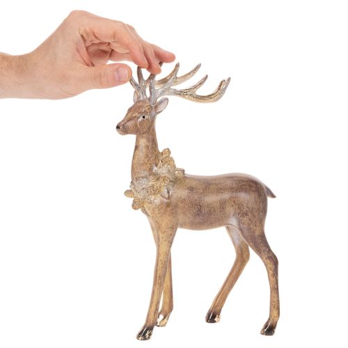 Figurine décorative de cerf à bois, à poser, décoration de Noël, 28 cm | Floristik24.be