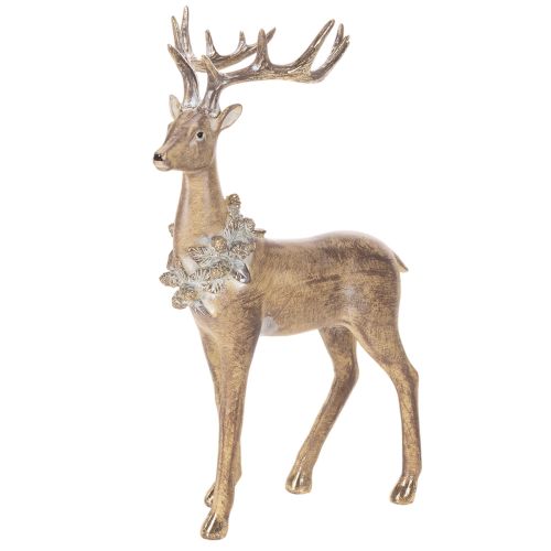 Figurine décorative représentant un cerf debout avec des bois et des pommes de pin, 41 cm acheter | Floristik24.be