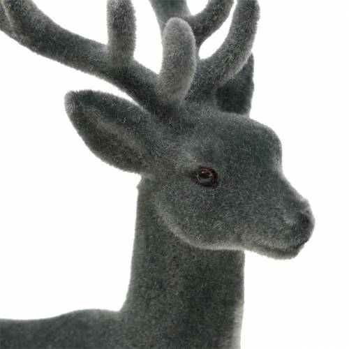 Article Cerf décoratif floqué gris 20cm 2 pcs