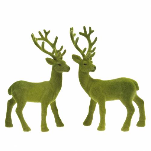 Article Renne déco floqué vert mousse 20cm 2 pièces