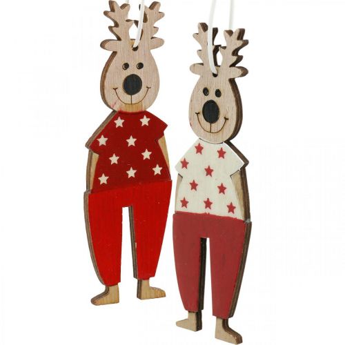 Article Renne à suspendre, décorations de Noël, décorations pour sapin de Noël, décorations en bois pour l'Avent H13cm 8 pcs