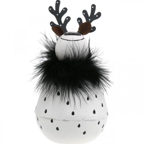 Article Renne déco, décoration de Noël, figurine décorative en métal, blanc de l'Avent, noir H15.5cm Ø8cm