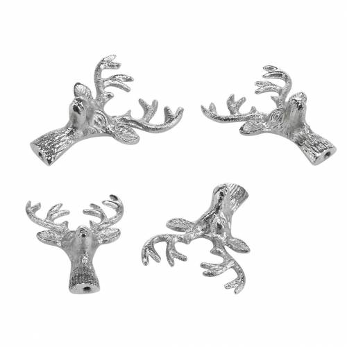 Floristik24 Tête de cerf pour artisanat métal argenté 6.8cm 6pcs décoration de l'Avent