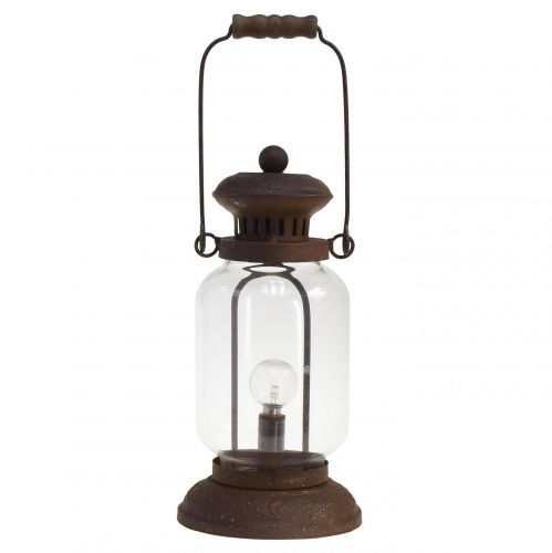 Floristik24 Lampe rétro lanterne LED marron rouille blanc chaud Ø11cm H30cm