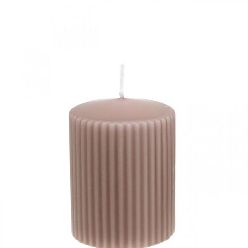Article Bougies piliers bougie rainurée vieux rose 70/90mm 4 pcs