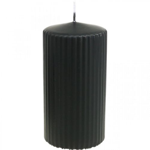 Article Bougies piliers bougie rainurée noire 70/130mm 4 pcs