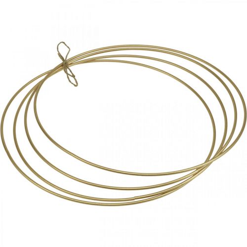 Floristik24 Bague métal anneau déco Scandi anneau déco boucle doré Ø40cm 4pcs