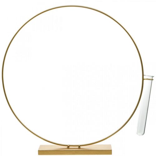 Floristik24 Anneau décoratif avec support et tube à essai Anneau en métal Doré Ø35cm