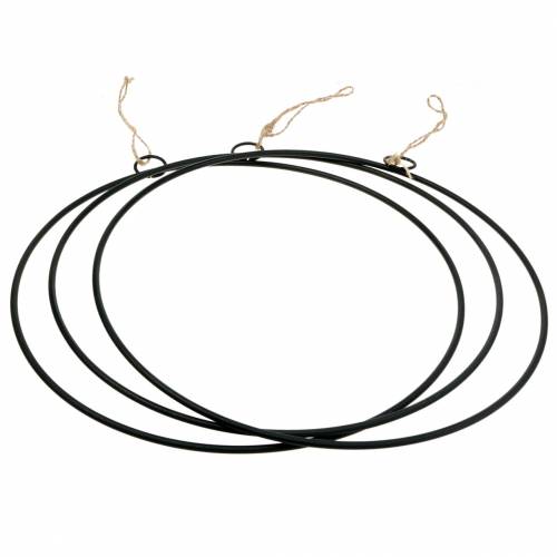 Article Anneau déco à suspendre noir Ø50cm 3pcs