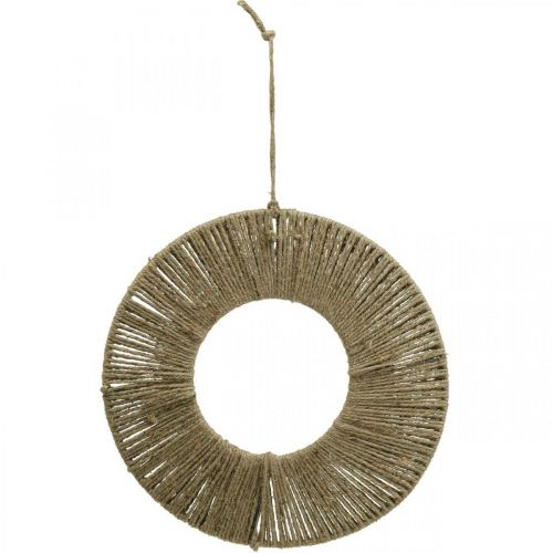 Article Anneau couvert, décoration estivale, anneau décoratif à suspendre, style bohème couleurs naturelles, argenté Ø29.5cm