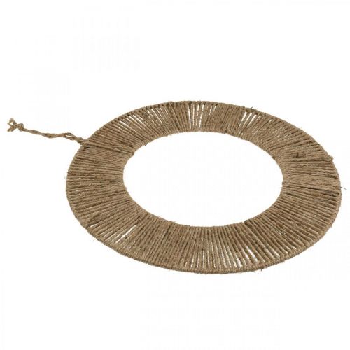 Article Anneau décoratif à suspendre, décoration murale, décoration estivale, anneau recouvert couleur naturel, argent Ø39.5cm