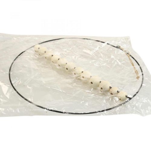 Article Anneau décoratif métal perles bois noir blanc naturel Ø30cm 4pcs