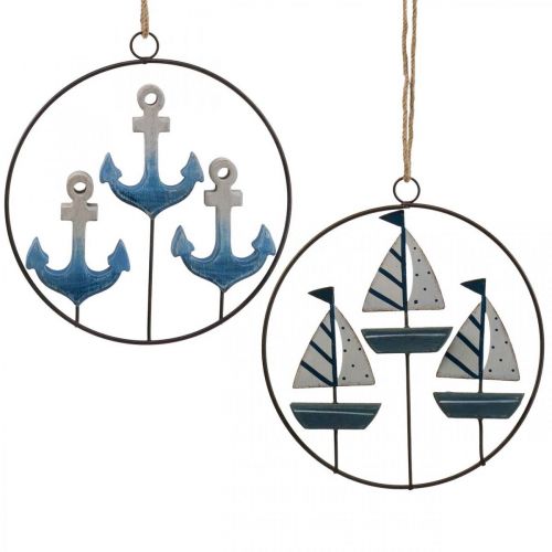 Article Anneau décoratif en métal pour suspendre voiliers/ancres Ø18cm 2 pièces