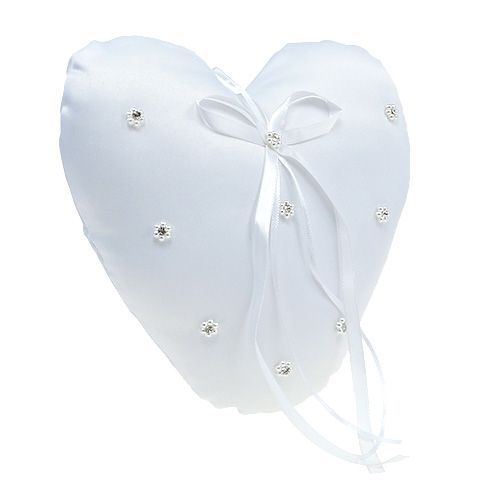 Floristik24 Coussin porte-alliances, coeur 18 cm blanc