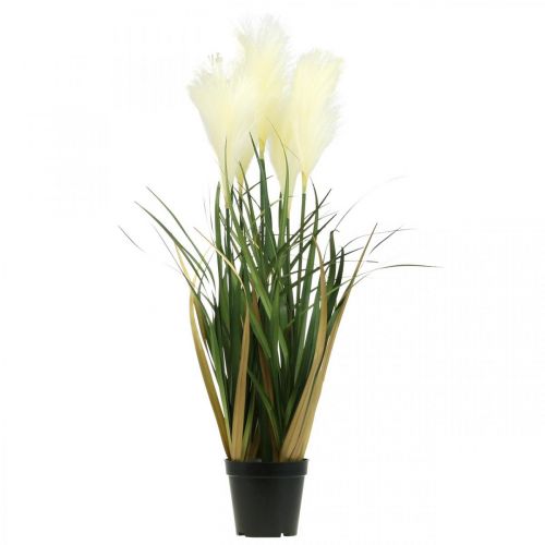 Article Roseau en pot Plante artificielle en pot Crème, Vert 79cm