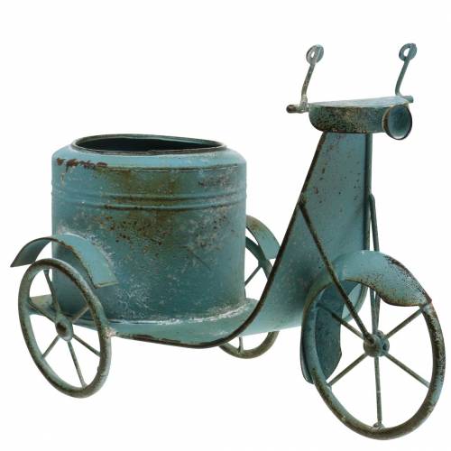 Floristik24 Pot de fleur scooter moteur métal rouille bleu 33cm