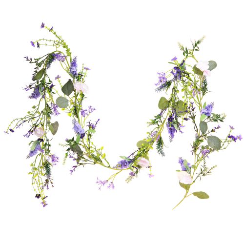 Floristik24 Guirlande de fleurs romantique en violet rose blanc L194cm 2pcs