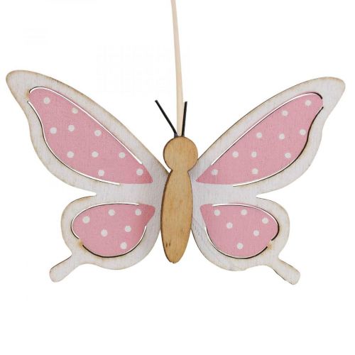 Papillon rose bâtons déco bois 7,5cm 28cm 12pcs