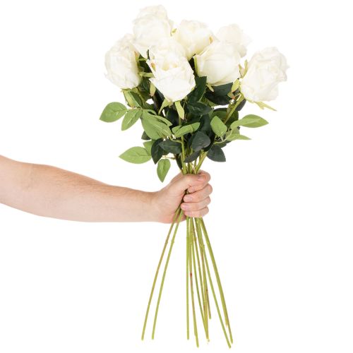 Roses artificielles à longue tige, pour vase, 62 cm, lot de 12 | Floristik24.be