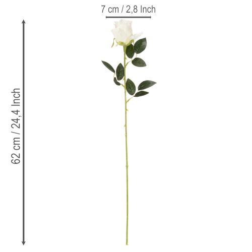 Roses artificielles à longue tige, pour vase, 62 cm, lot de 12 | Floristik24.be