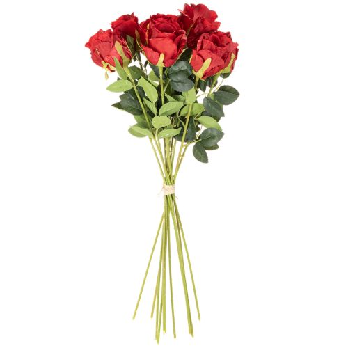 Rose artificielle à longue tige, fleur artificielle rouge, 62 cm, lot de 12 | Floristik24.be