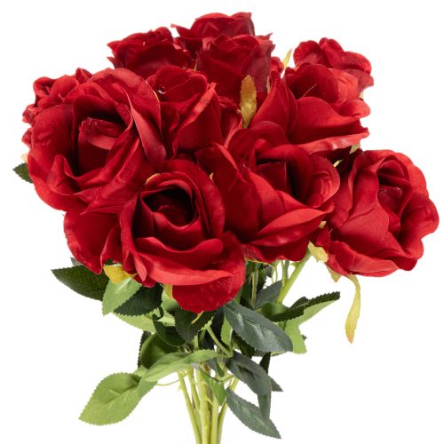 Rose artificielle à longue tige, fleur artificielle rouge, 62 cm, lot de 12 | Floristik24.be
