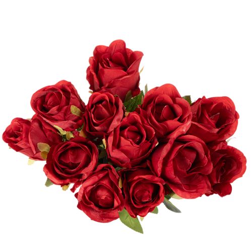 Rose artificielle à longue tige, fleur artificielle rouge, 62 cm, lot de 12 | Floristik24.be