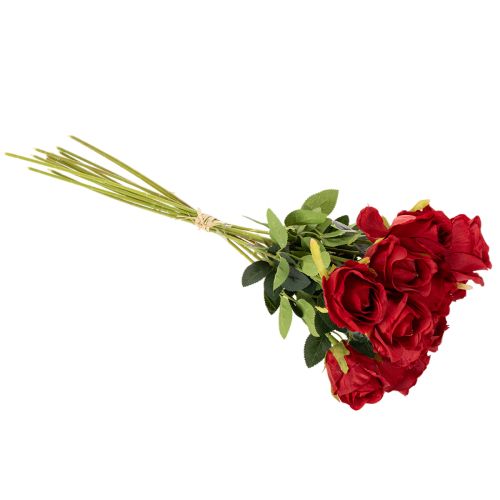 Rose artificielle à longue tige, fleur artificielle rouge, 62 cm, lot de 12 | Floristik24.be