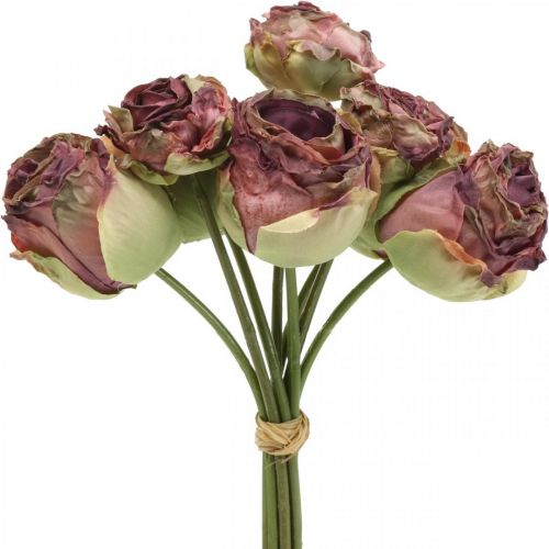 Floristik24 Roses rose antique, fleurs en soie, fleurs artificielles L23cm 8 pcs