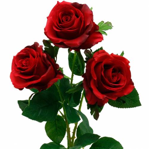 Roses artificielles roses rouges fleurs en soie 3pcs