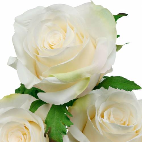 Floristik24 Rose Blanche sur une Tige Fleur de Soie Rose Artificielle 3pcs