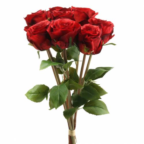 Floristik24 Rose en bouquet artificielle rouge 36cm 8 pcs