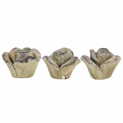 Floristik24 Rose en béton gris, violet Ø7,7 H5,5cm 3 pcs