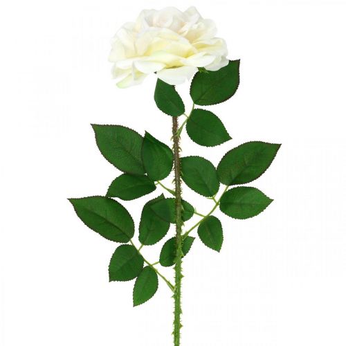 Fleur en soie, rose sur tige, plante artificielle blanc crème, rose L72cm Ø13cm