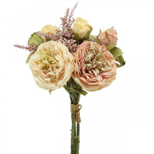 Floristik24 Roses fleurs artificielles en bouquet bouquet d&#39;automne crème, rose H36cm