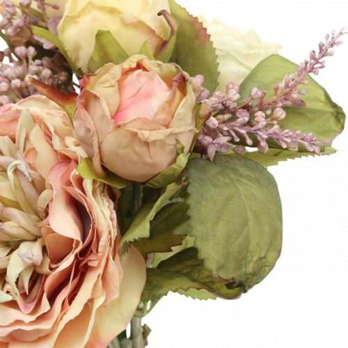 Article Roses fleurs artificielles en bouquet bouquet d'automne crème, rose H36cm