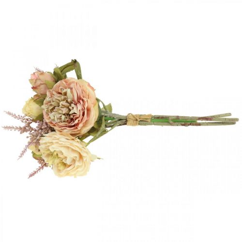 Article Roses fleurs artificielles en bouquet bouquet d&#39;automne crème, rose H36cm