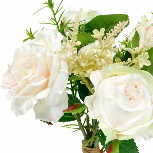 Article Bouquet de roses artificielles Fleurs en soie crème dans un bouquet