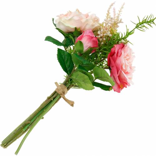 Article Bouquet de roses artificielles dans un bouquet de fleurs en soie rose bouquet