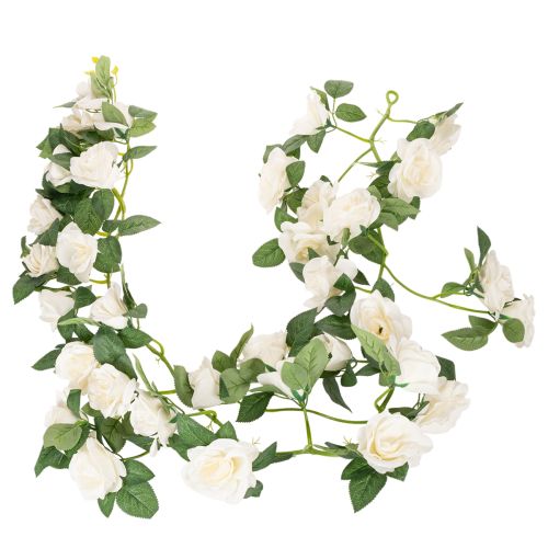 Guirlande de roses artificielles blanches décoratives, 170 cm