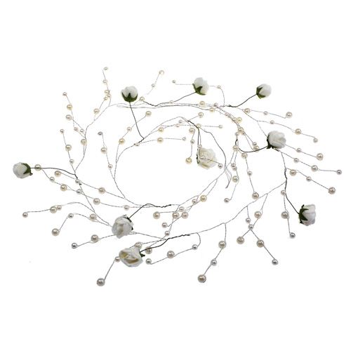 Floristik24 Guirlande de roses avec perles blanches 135cm