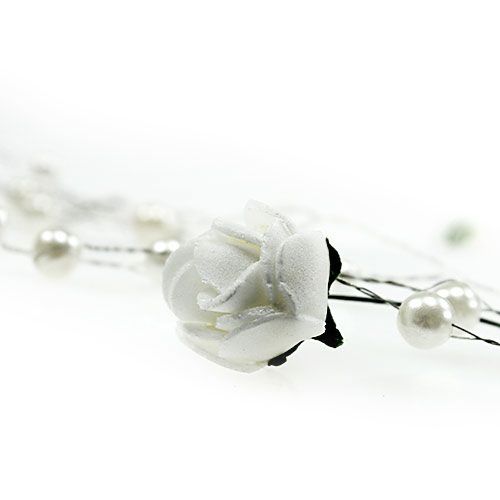 Floristik24 Guirlande de roses avec perles blanches 135cm