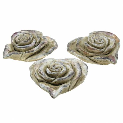 Floristik24 Coeur de rose en béton gris, violet Ø13 H5cm 3 pcs