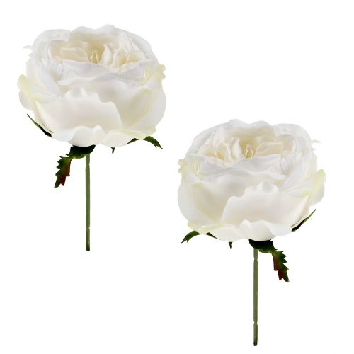 Floristik24 Fleur de rose blanche 17cm 4 pcs