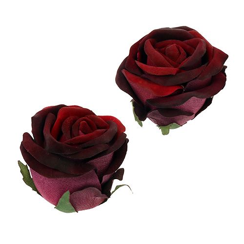 Floristik24 Têtes de rose rouges Ø 7,5 cm 8 p.