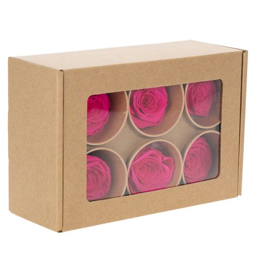 Article Décorations de roses stabilisées, véritables fleurs pour la décoration de table, floraisons uniques et durables, 5 cm, lot de 6