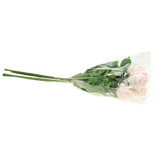 Floristik24 Bouquet de roses rose tendre 65cm 4 pièces