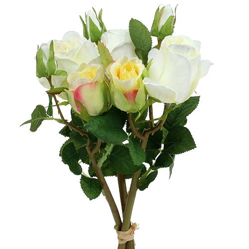 Floristik24 Bouquet de roses artificielles en crème 40cm